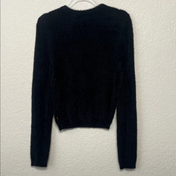 Levi's Women’s Size Small Black Fuzzy Crew-Neck Sweater - Picture 9 of 11